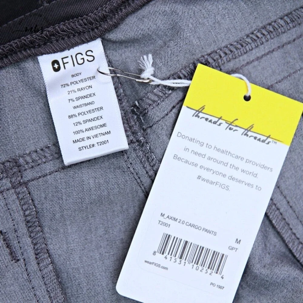 NWT Figs Leon Three Pocket Scrub Top, Axiom 2.0 Cargo Pants Set Gray Men M‎
